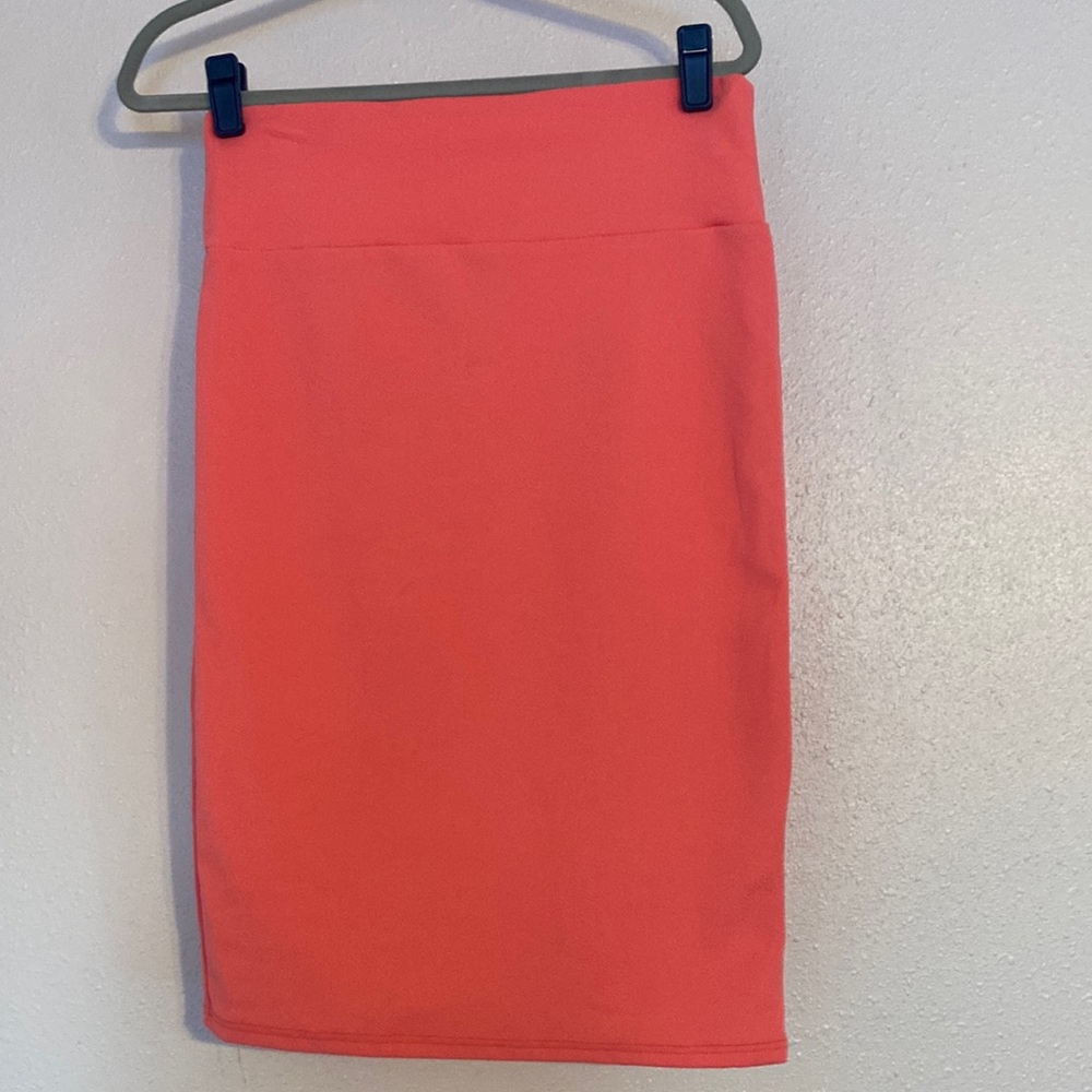 Coral colored pencil skirt
